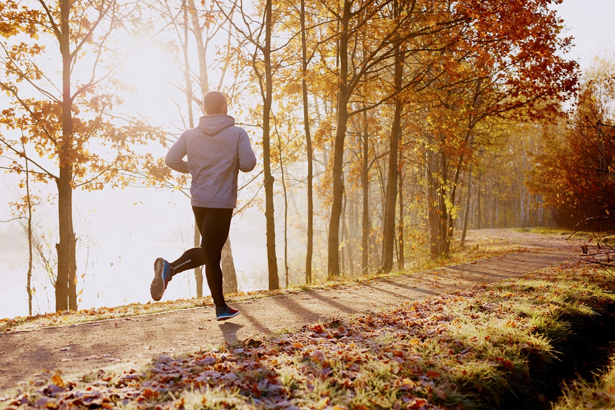Course homme sentier foret